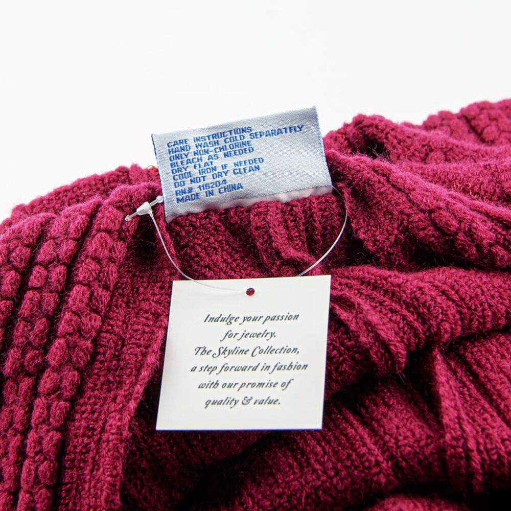 The Skyline Collection Red Knit Poncho Cardigan with Sequins, One Size - Picture 5 of 5